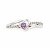 Thumbnail Image 1 of Amethyst and Diamond Accent Heart Ring in Sterling Silver