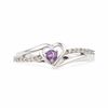 Thumbnail Image 2 of Amethyst and Diamond Accent Heart Ring in Sterling Silver