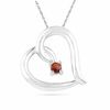 Thumbnail Image 0 of Garnet Tilted Heart Pendant in Sterling Silver