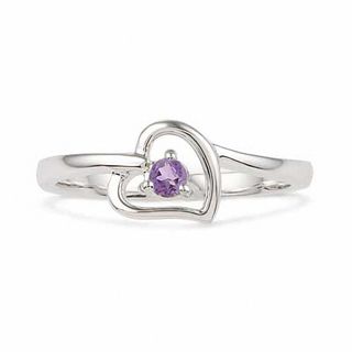 Amethyst Heart Ring in Sterling Silver