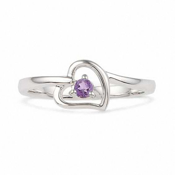 Amethyst Heart Ring in Sterling Silver