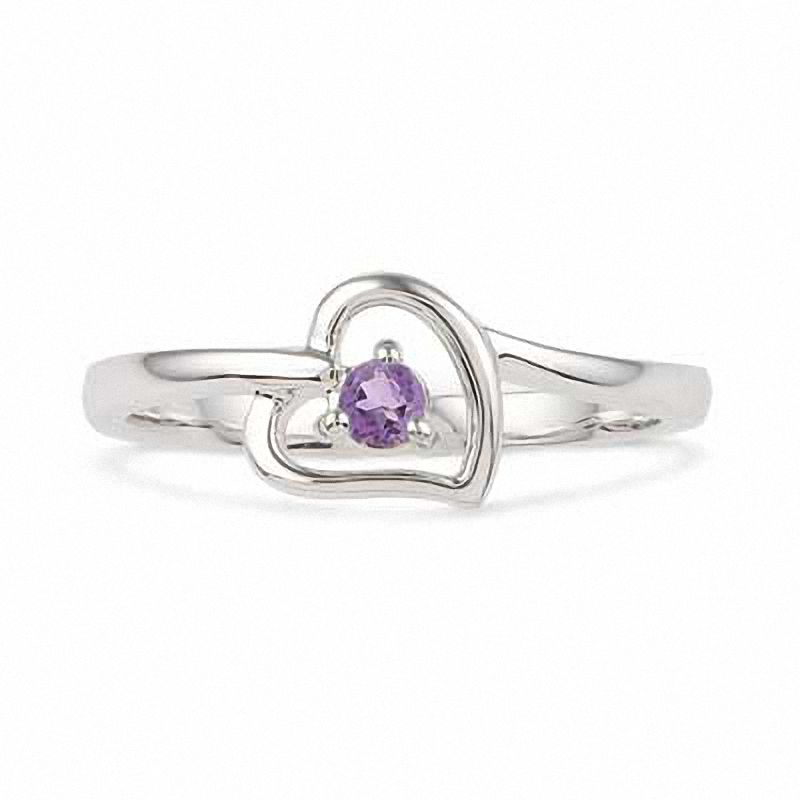 Main Image 2 of Amethyst Heart Ring in Sterling Silver