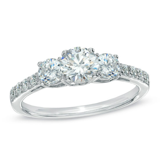 Celebration Canadian Lux® 1.00 CT. T.W. Certified Diamond Three Stone Engagement Ring in 18K White Gold (I/SI2)
