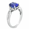 Thumbnail Image 1 of Certified Oval Tanzanite and 0.27 CT. T.W. Diamond Engagement Ring in 14K White Gold