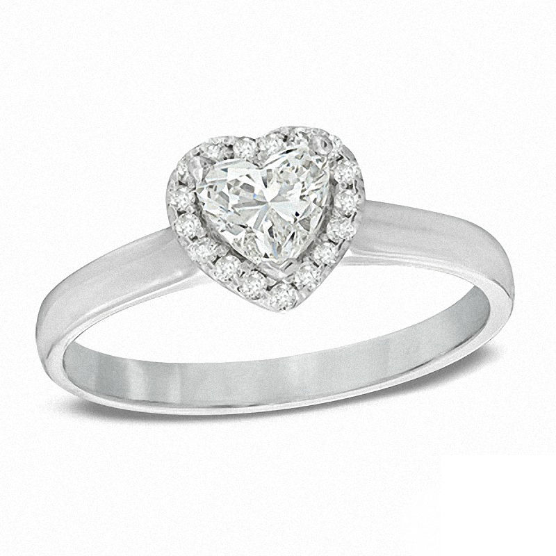 0.60 CT. T.W. Certified Canadian Heart-Shaped Diamond Engagement Ring in 14K White Gold (I/I1)