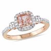 Thumbnail Image 1 of 5.0mm Cushion-Cut Morganite and 0.20 CT. T.W. Diamond Ring in 10K Rose Gold