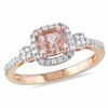 Thumbnail Image 0 of 5.0mm Cushion-Cut Morganite and 0.20 CT. T.W. Diamond Ring in 10K Rose Gold