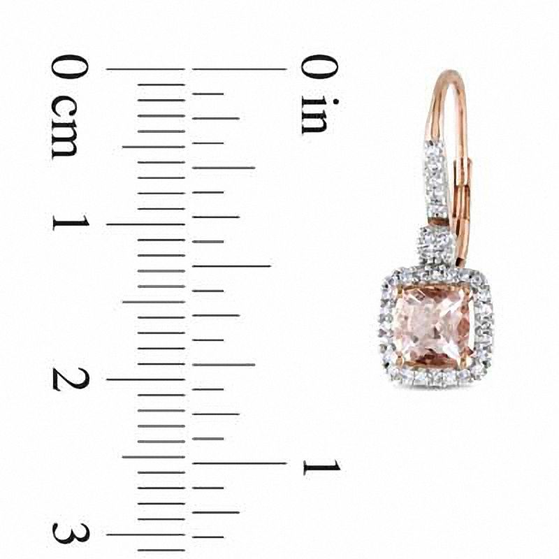 5.0mm Cushion-Cut Morganite and 0.19 CT. T.W. Diamond Earrings in 10K Rose Gold