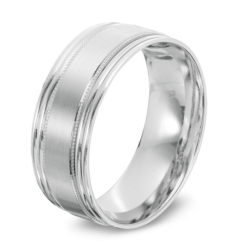 8.0mm Wedding Band in 10K White Gold - Size 10