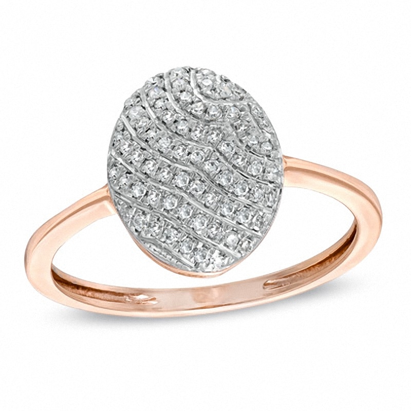 0.15 CT. T.W. Diamond Oval Striped Ring in 10K Rose Gold
