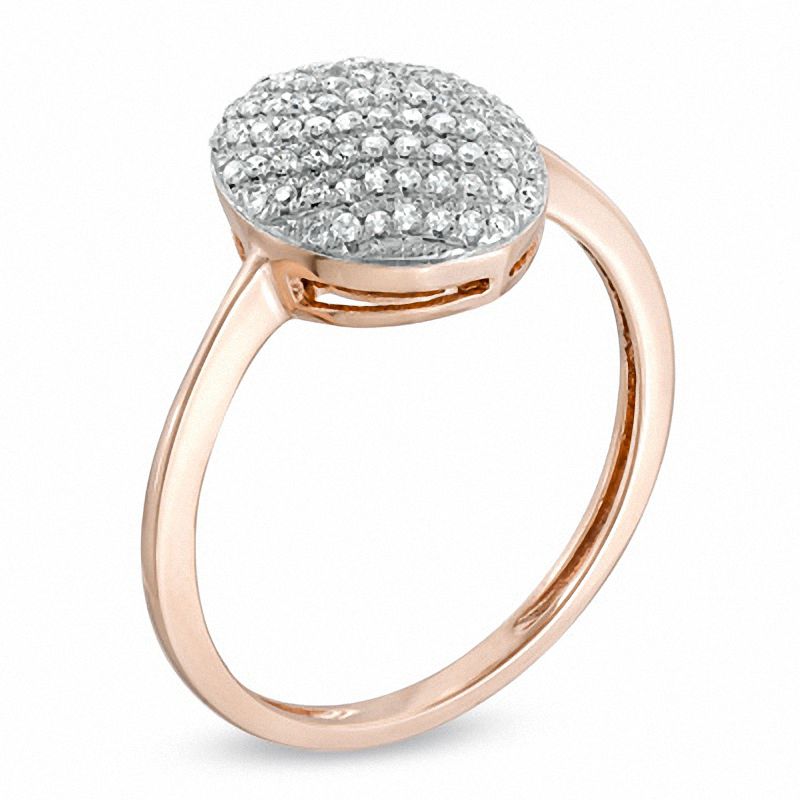 0.15 CT. T.W. Diamond Oval Striped Ring in 10K Rose Gold