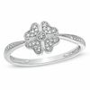 Thumbnail Image 0 of 0.09 CT. T.W. Diamond Four-Leaf Clover Ring in 10K White Gold