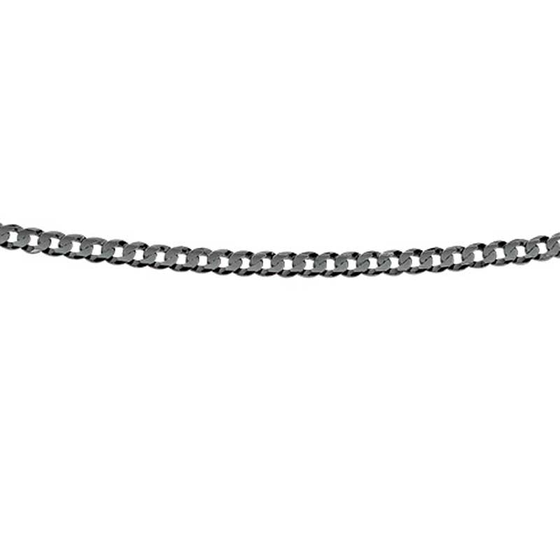Men's Curb Chain Necklace in Sterling Silver with Black Rhodium - 22"
