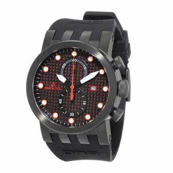Men's Invicta DNA Chronograph Black IP Strap Watch with Black Carbon Fibre Dial (Model: 10428)