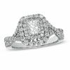 Thumbnail Image 0 of 1.25 CT. T.W. Certified Radiant-Cut Diamond Double Frame Engagement Ring in 14K White Gold (I/I1)