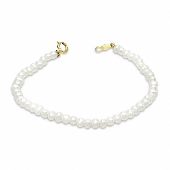 Child's 3.0mm Cultured Freshwater Pearl Bracelet in 14K Gold - 5.5 ...