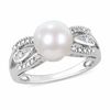 Thumbnail Image 1 of 9.0-9.5mm Freshwater Cultured Pearl and 0.04 CT. T.W. Diamond Ring in Sterling Silver