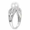 Thumbnail Image 1 of 9.0 - 9.5mm Cultured Freshwater Pearl and 0.04 CT. T.W. Diamond Ring in Sterling Silver