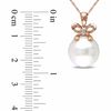 Thumbnail Image 2 of 12.0-12.5mm Freshwater Cultured Pearl and Diamond Accent Bow Pendant in 10K Rose Gold-17"
