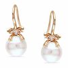 Thumbnail Image 0 of 10.5 - 11.0mm Cultured Freshwater Pearl and Diamond Accent Bow Earrings in 10K Rose Gold