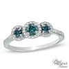 Thumbnail Image 1 of 0.45 CT. T.W. Enhanced Blue and White Diamond Past Present Future® Ring in 10K White Gold