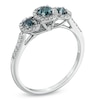 0.45 CT. T.W. Enhanced Blue and White Diamond Past Present Future® Ring in 10K White Gold