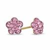 Thumbnail Image 0 of Child's Pink Crystal Flower Stud Earrings in 14K Gold