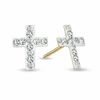 Thumbnail Image 0 of Child's Crystal Cross Stud Earrings in 14K Gold