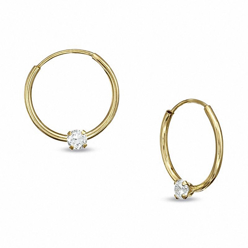 Child's Cubic Zirconia Hoop Earrings in 14K Gold|Peoples Jewellers