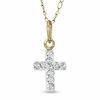 Thumbnail Image 1 of Child's Crystal Cross Pendant in 14K Gold - 13"