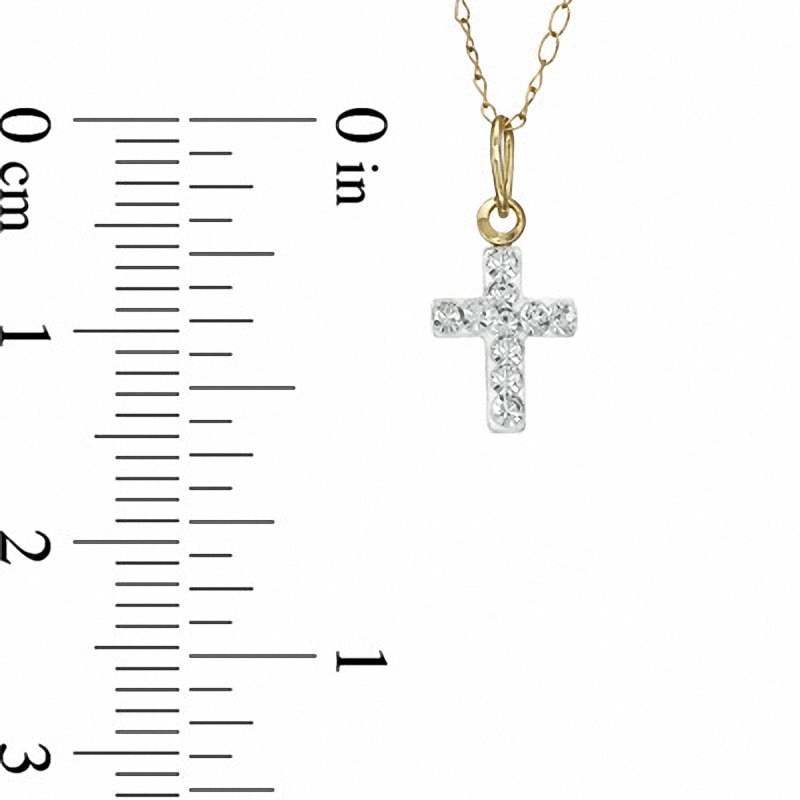 Child's Crystal Cross Pendant in 14K Gold - 13"