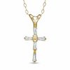 Child's Baguette Cubic Zirconia Cross Pendant in 14K Gold - 13"