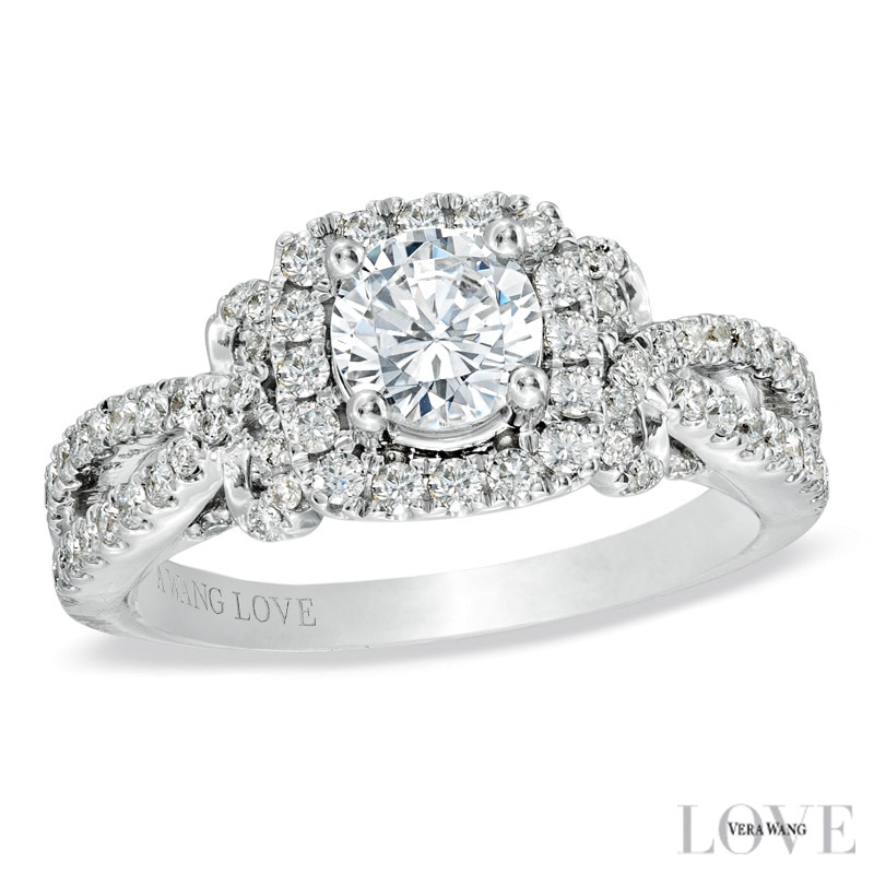 Vera Wang Love Collection 1.45 CT. T.W. Diamond Split Shank Engagement Ring in 14K White Gold