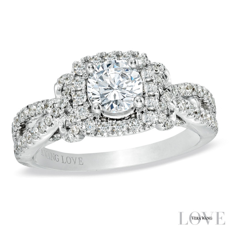 Vera Wang Love Collection 1.45 CT. T.W. Diamond Split Shank Engagement Ring 14K White Gold