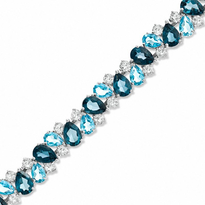 Blue and White Topaz Bracelet in Sterling Silver - 7.25"|Peoples Jewellers