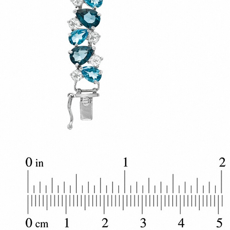 Main Image 3 of Blue and White Topaz Bracelet in Sterling Silver - 7.25"