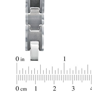 Men's Carbon Fibre Link Bracelet in Tungsten - 8.5"