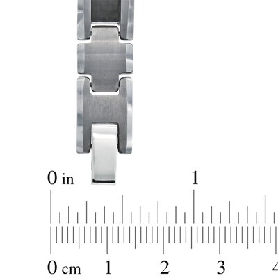 Men's Carbon Fibre Link Bracelet in Tungsten - 8.5"