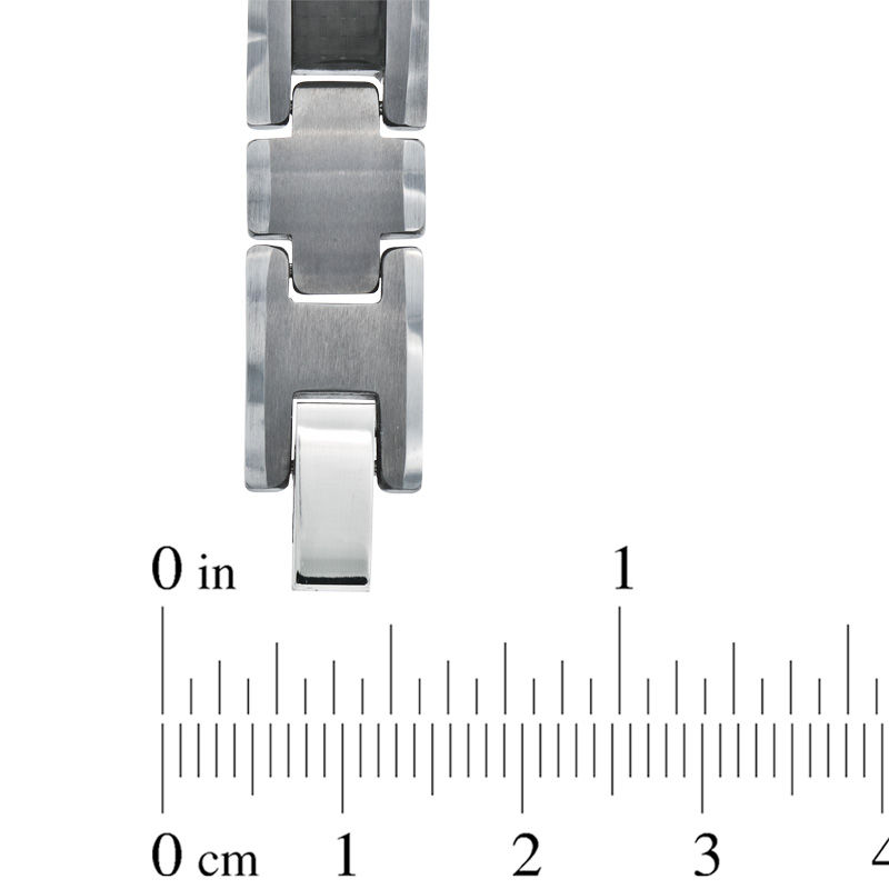 Carbon Fibre Link Bracelet in Tungsten - 8.5"