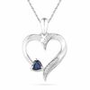 Thumbnail Image 1 of Heart-Shaped Blue Lab-Created Sapphire and Diamond Accent Heart Pendant in Sterling Silver