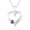 Thumbnail Image 0 of Heart-Shaped Amethyst and Diamond Accent Heart Pendant in Sterling Silver