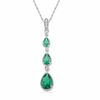 Thumbnail Image 1 of Pear-Shaped Lab-Created Emerald and Diamond Accent Drop Pendant in Sterling Silver