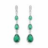 Thumbnail Image 0 of Pear-Shaped Lab-Created Emerald and Diamond Accent Drop Earrings in Sterling Silver