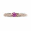 Thumbnail Image 2 of Lab-Created Pink Sapphire and 0.12 CT. T.W. Diamond Promise Ring in 10K Rose Gold
