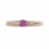 Thumbnail Image 1 of Lab-Created Pink Sapphire and 0.12 CT. T.W. Diamond Promise Ring in 10K Rose Gold