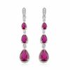 Thumbnail Image 1 of Pear-Shaped Lab-Created Ruby and Diamond Accent Drop Earrings in Sterling Silver