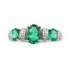 Oval Lab-Created Emerald and Diamond Accent Ring in Sterling Silver