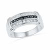 Thumbnail Image 1 of Men's 0.50 CT. T.W. Enhanced Black and White Diamond Ring in 10K White Gold