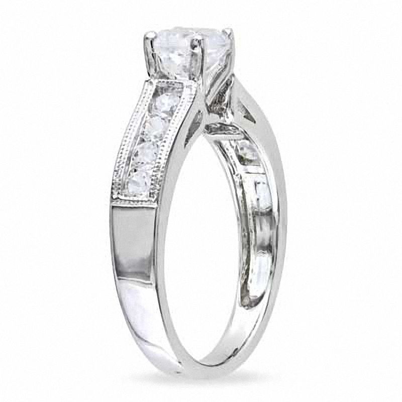 Main Image 2 of 6.0mm White Lab-Created Sapphire Engagement Ring in Sterling Silver