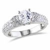 Thumbnail Image 0 of 6.0mm White Lab-Created Sapphire Engagement Ring in Sterling Silver